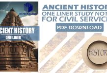 Ancient History One Liner Study Notes for Civil Services 2025 PDF Ancient History One-Liner Notes