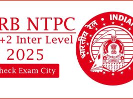 RRB NTPC 10+2 Exam City